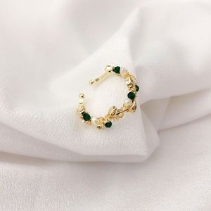 18K Gold Greek Olive branch ring, botanical ring, stackable adjustable band